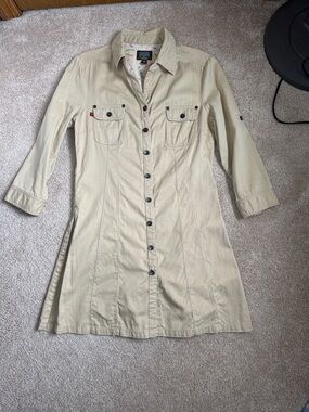 Fillmore Tan Safari Mini Shirt Dress   Size Medium